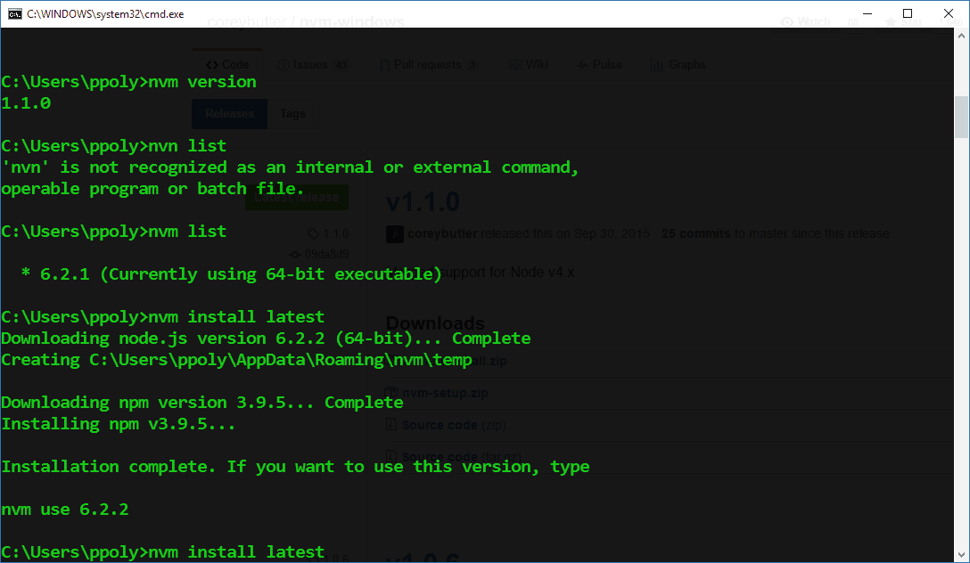 node nvm windows