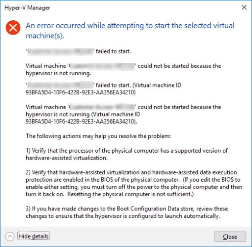 Hyper V Error Virtual Machine Could Not Be Started Because The