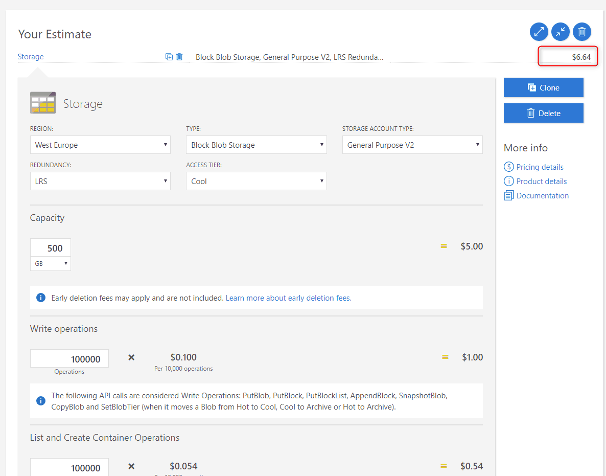 azure pricing calculator euro