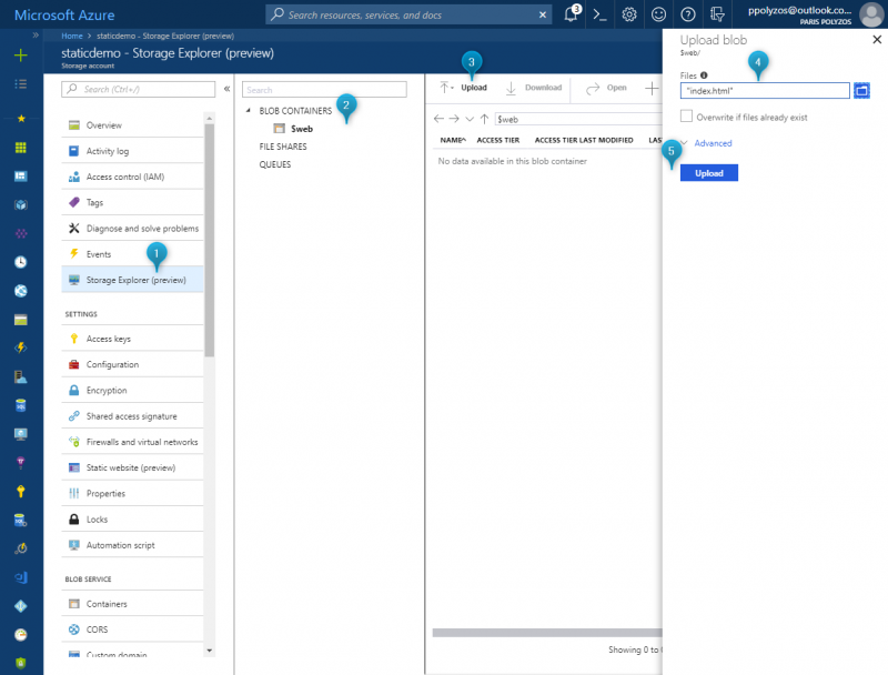 Host your static website on your Azure Storage account Paris Polyzos