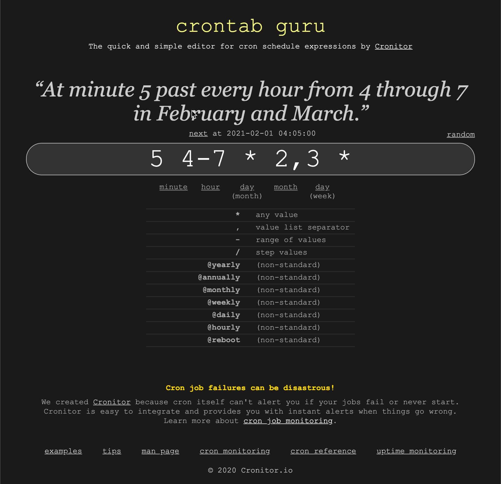 cron expressions